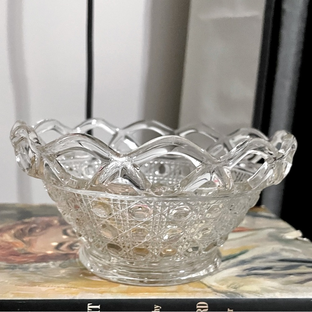 Vintage Fenton Lace Pattern Candy Dish